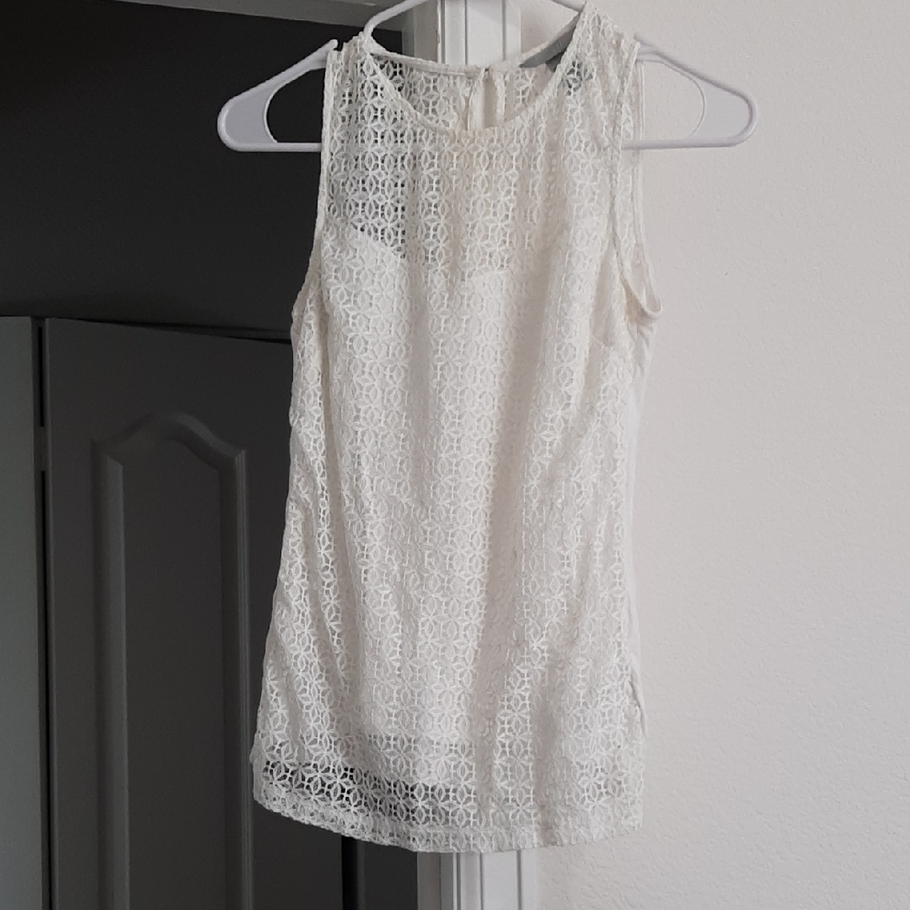 H&M Cream Fitted Sleeveless Tank Top